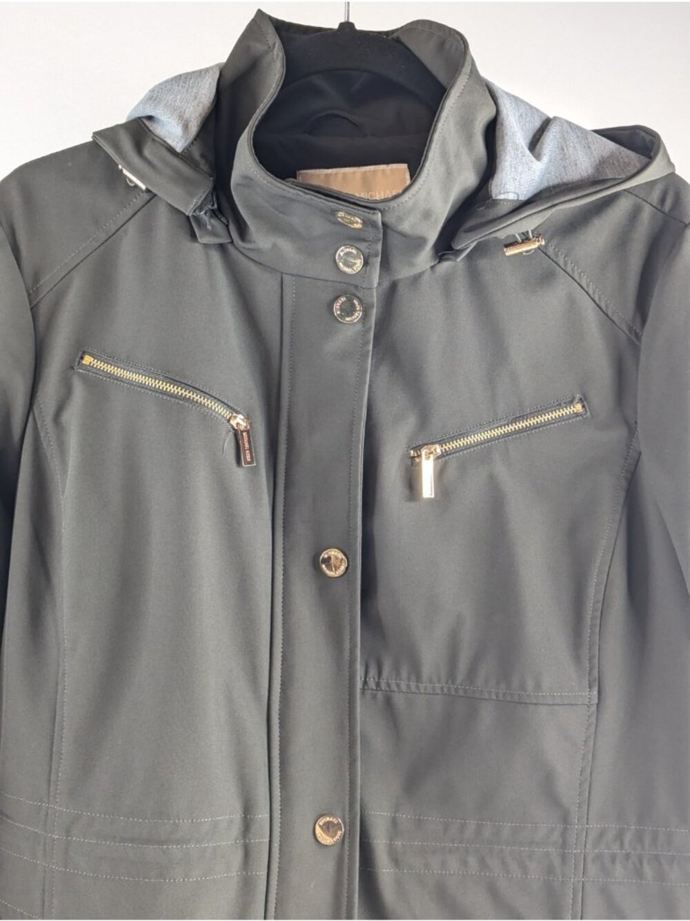 Michael Kors Women’s Large Coat Brown Hooded Trench Rain Water Resistant Jacket - Picture 2 of 16